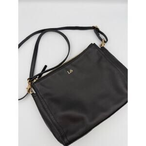 Lo & Sons Pearl Street Black Leather Crossbody Bag Gold Hardware